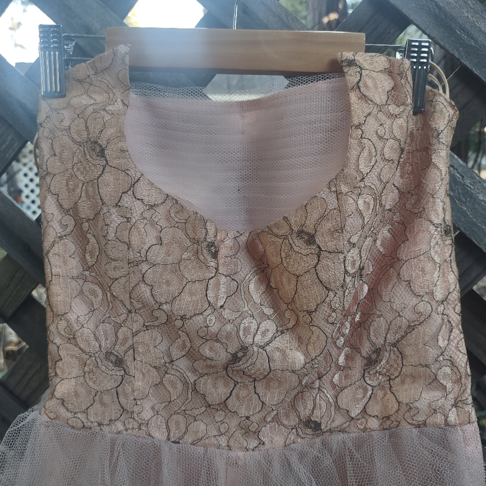 60+ Days Old* VTG Pink Formal Tulle Strapless Dress - Picture 4 of 16